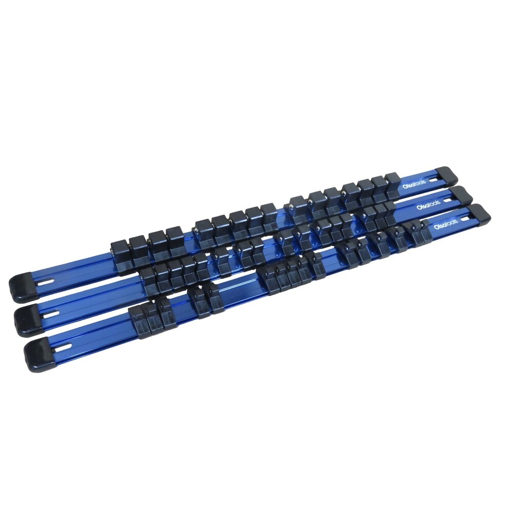 Olsa Tools 3-Pc Set Aluminum Socket Organizer | Locking End Caps - NEW